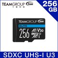 TEAM 十銓 ELITE MicroSDXC 256GB UHS-I U3 A1 4K專用高速記憶卡 (含轉卡+終身保固)