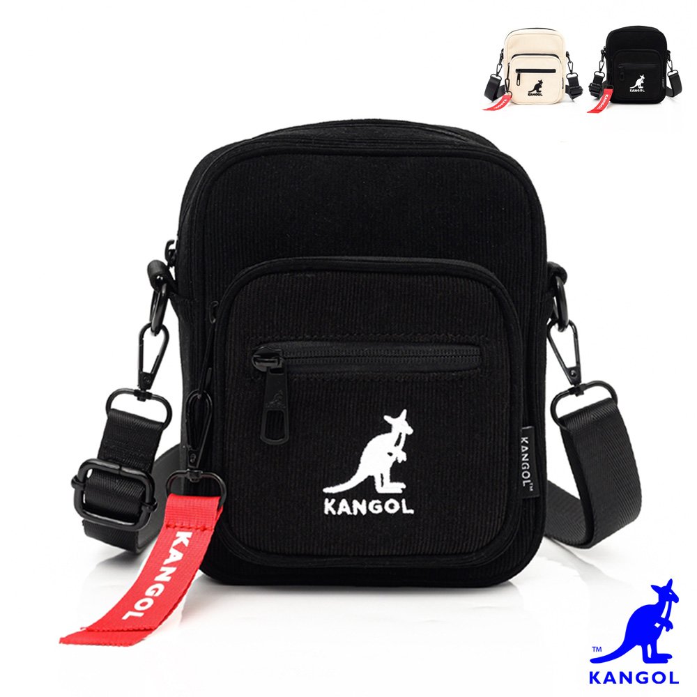 KANGOL - 英國袋鼠摩登絨布多口袋側背小方包