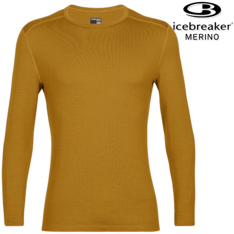 Icebreaker Tech BF260 男款 圓領長袖上衣/美麗諾羊毛排汗衣 104371 556 米駝黃