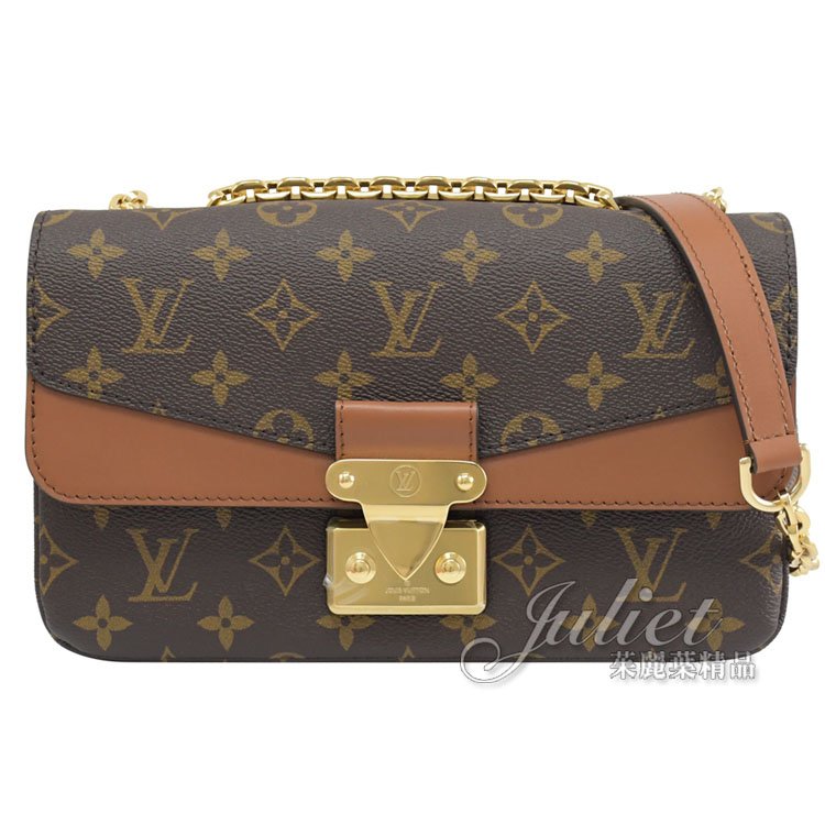 Louis Vuitton LV M46127 MARCEAU 經典印花皮革拼接翻蓋斜背鍊包.焦糖色現金價$94,200