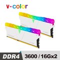 v-color 全何 Prism Pro 系列 DDR4 3600 32GB(16GBX2) RGB桌上型超頻記憶 (白色)