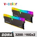 v-color 全何 Prism Pro 系列 DDR4 3200 32GB(16GBX2) RGB桌上型超頻記憶 (黑色)
