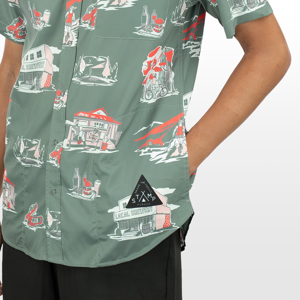 STAMP RUN SHIRT ( LOCAL MOUNTAIN ) - 中性款短袖開襟襯衫( 我家後山