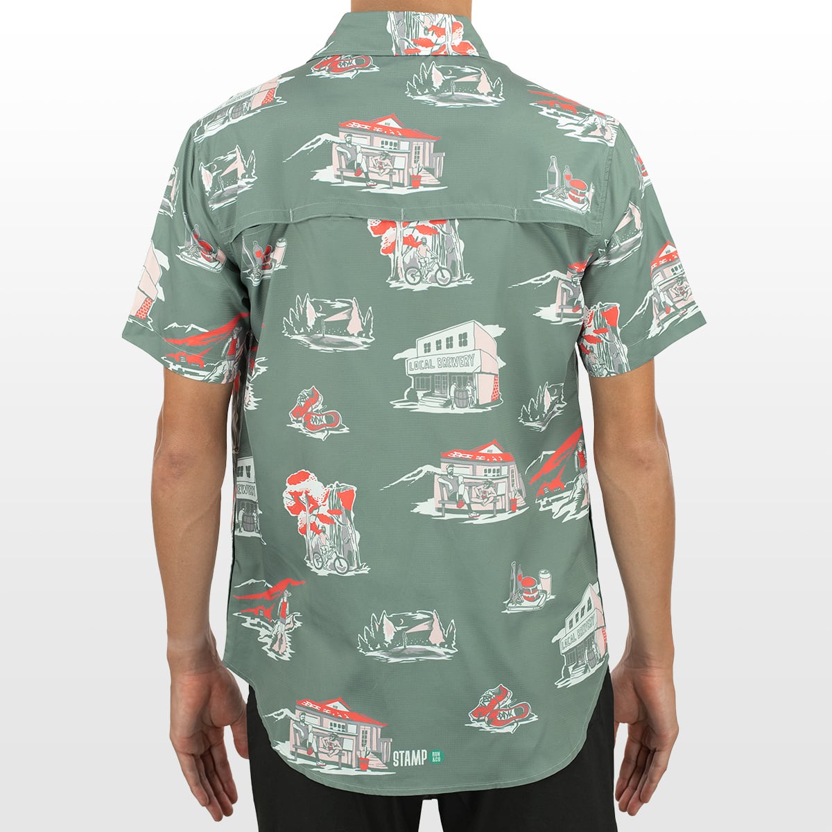 STAMP RUN SHIRT ( LOCAL MOUNTAIN ) - 中性款短袖開襟襯衫( 我家後山