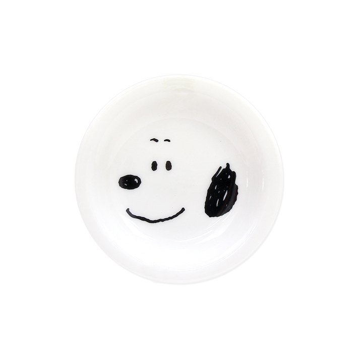 asdfkitty*日本製 史努比微笑大臉陶瓷醬油碟/醬料碟/茶包盤/湯匙架-金正陶器正版
