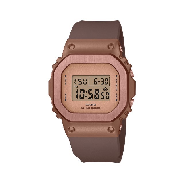 【CASIO G-SHOCK】玩美極致時尚金屬方形框數位運動腕錶-古銅棕/GM-S5600BR-5/台灣總代理公司貨享一年保固