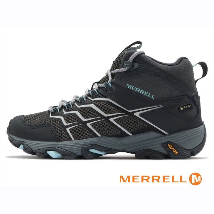 台灣黑熊】美國Merrell Moab FST 2 Mid GTX 女/灰青防水中筒登山鞋健行