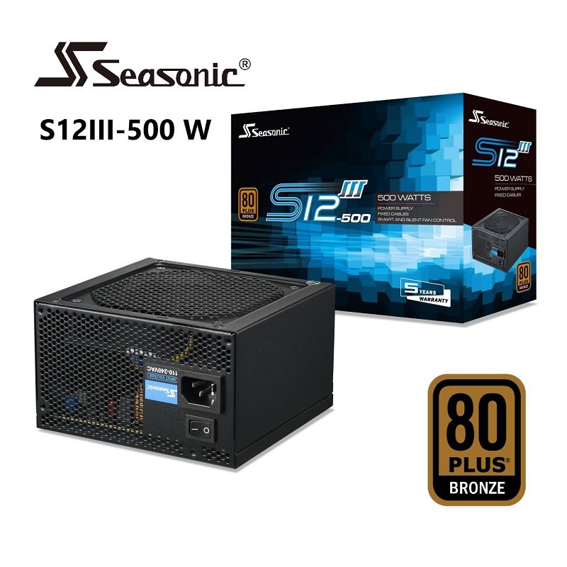 米特3C數位–SeaSonic 海韻 S12 III-500W 銅牌電源供應器/SSR-500GB3