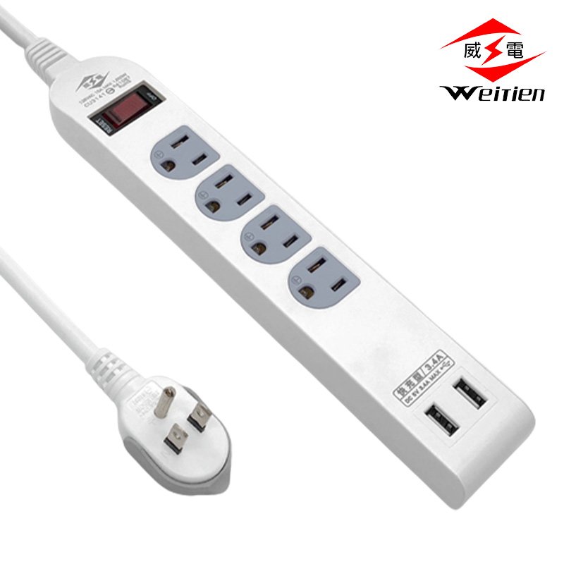 Weitien 威電 CU3141 1.2米 USB 智慧快充1開4座 電源 延長線 CU3141-04
