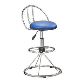 【PA781-04】D型電鍍雙圈高吧檯椅(藍皮)