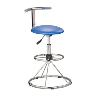【PA781-22】T型電鍍雙圈高吧檯椅(藍皮)