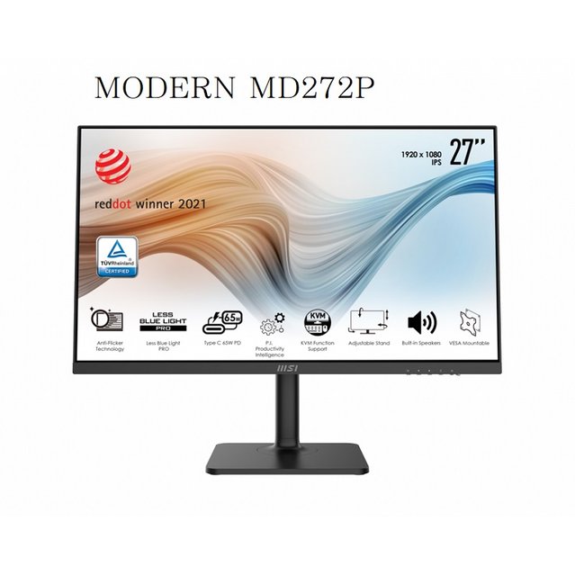 米特3C數位–MSI 微星 Modern MD272P 27型 IPS薄邊框護眼螢幕/黑