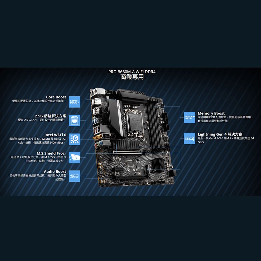 微星MSI】PRO B660M-A WIFI DDR4 Intel主機板- 穩達3C電腦組裝｜PChome