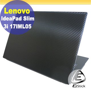 【Ezstick】Lenovo Slim 3i 17IML05 黑色卡夢膜機身貼 (含上蓋貼、鍵盤週圍貼) DIY包膜