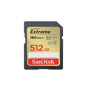 SanDisk Extreme SDXC 512GB, V30, U3, C10, UHS-I, 180MB/s R, 130MB/s W 記憶卡