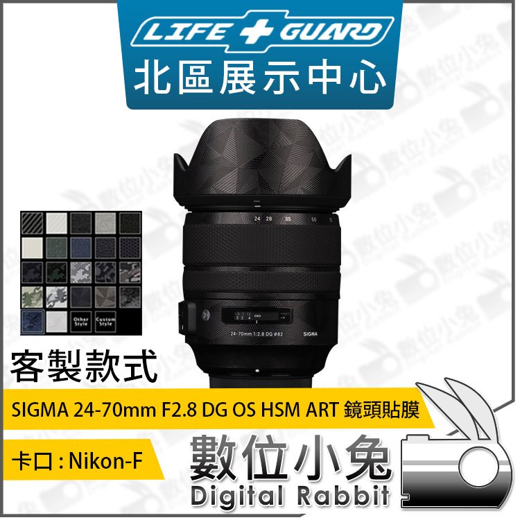 數位小兔【LIFE+GUARD SIGMA 24-70mm F2.8 DG OS HSM Nikon-F 客製鏡頭貼膜】貼膜 鏡頭 公司貨 保護貼 包膜