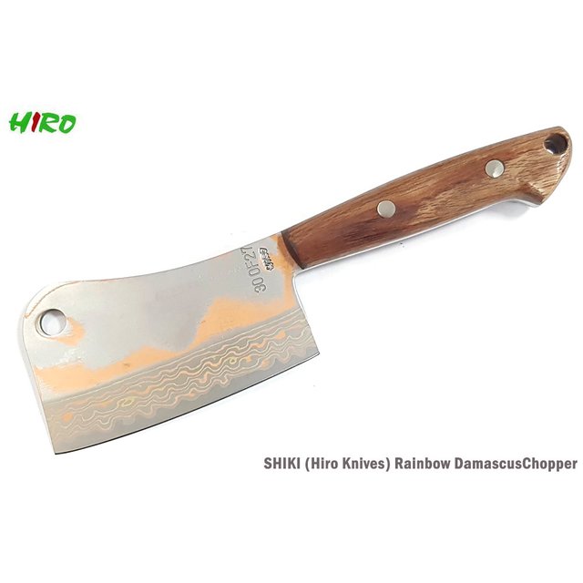 Hiro Knives Shiki 四季核桃木柄 彩虹大馬士革鋼 Mini 中式剁刀 -限量版-110mm-HIRO SHIKI SRDC-27