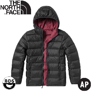 【The North Face 女 可套接雙面防潑羽絨外套《紫紅/深灰》】5AY2/保暖外套/羽絨衣