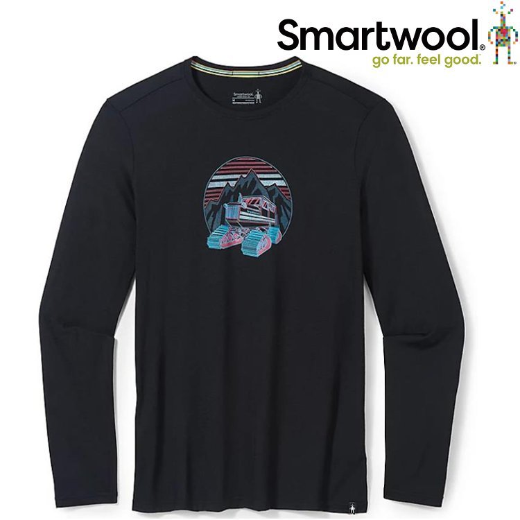 Smartwool Snowcat Trek 男款 塗鴉長Tee/美麗諾羊毛長袖T恤 鏟雪車 SW016682 001 黑