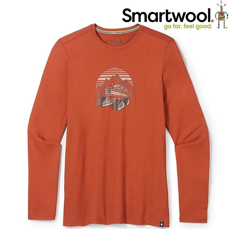 Smartwool Snowcat Trek 男款 塗鴉長Tee/美麗諾羊毛長袖T恤 鏟雪車 SW016682 J33 暗橙