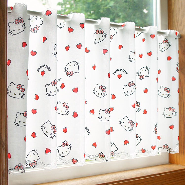 Hello Kitty 愛心窗簾 裝飾 日本製正版