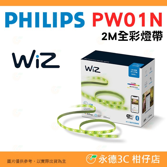 飛利浦 PHILIPS PW01N Wi-Fi WiZ 智慧照明 2M全彩燈帶 公司貨 可聲控 暖光 白光 霓虹燈條