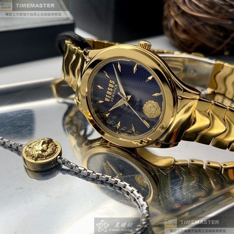 VERSUS VERSACE手錶,編號VV00331,34mm金色錶殼,金色錶帶款