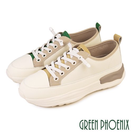 【GREEN PHOENIX 波兒德】飽和撞色全真皮休閒鞋/懶人鞋/小白鞋U11-25730