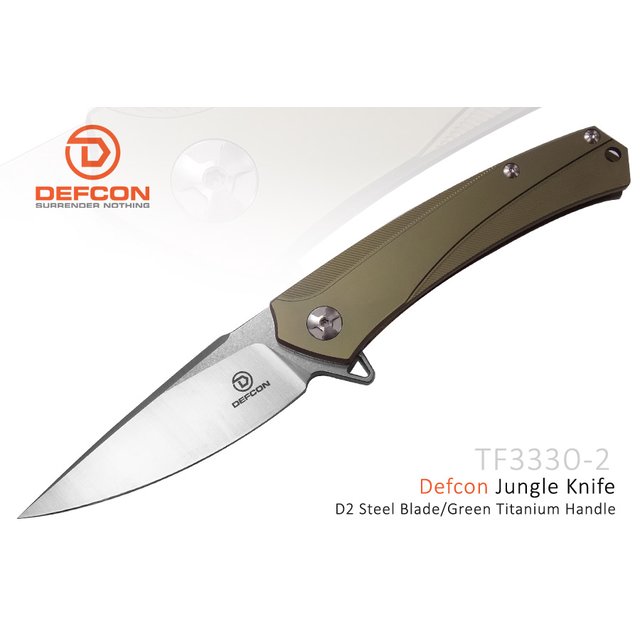 Defcon BARRACUDA綠鈦柄折刀(D2鋼尖刃)- DEFCON TF3330-2