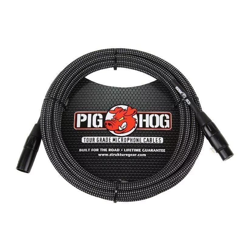 亞洲樂器 PIG HOG 麥克風線 雙XLR頭 編織系列｜PHM10BKW (10呎) 、留紙卡提供終身保固