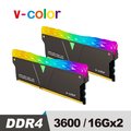 v-color 全何 Prism Pro 系列 DDR4 3600 32GB(16GBX2) RGB桌上型超頻記憶 (黑色)