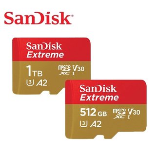 SanDisk Extreme microSDXC UHS-I V30 A2 256GB 512GB 1TB TF記憶卡(699元)