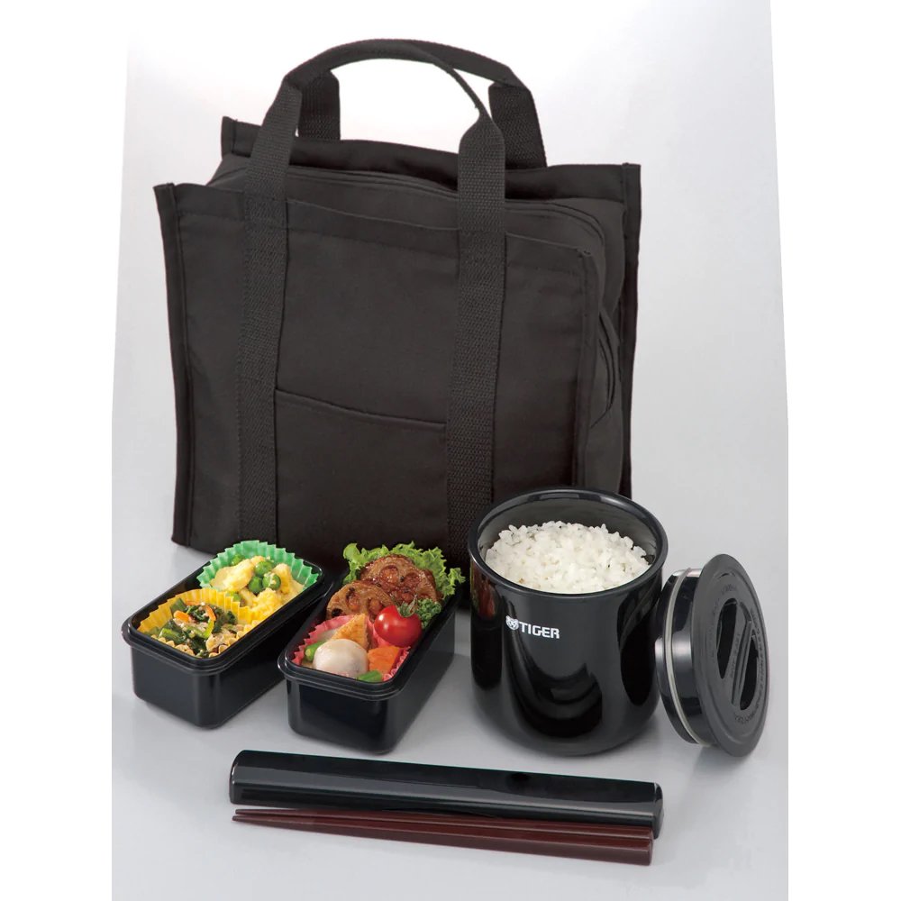 日本 TIGER 虎牌 不鏽鋼保溫便當盒 附提袋、筷子（約1.8碗飯量）/個 LWY-T036