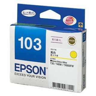 (聊聊享優惠) EPSON C13T103450 No.103 黃色高容量XL墨水匣(台灣本島免運費)