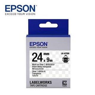 (聊聊享優惠) EPSON LK-6TBN C53S656406標籤帶(透明24mm )透明黑(台灣本島免運費)