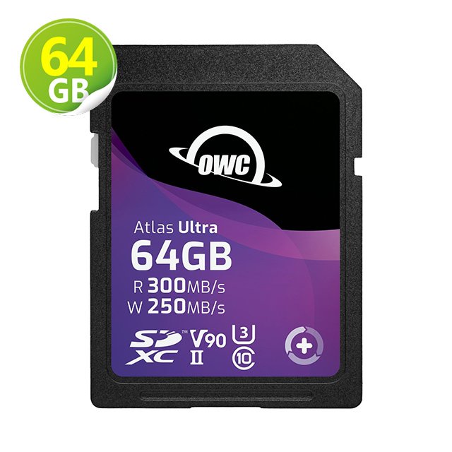 OWC Atlas Ultra 64GB SD 記憶卡 SDXC UHS-II V90 寫 250MB/s 讀 300MB/s