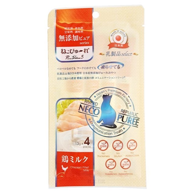 Neco Puree貓寵愛-嚴選乳製品(雞肉牛奶肉泥)(4份/包)日本國產