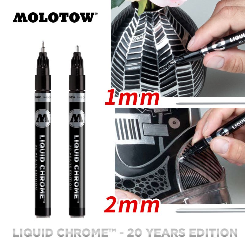 『ART小舖』MOLOTOW德國魔樂塗 Liquid Chrome 高金屬光澤液態鉻鏡面筆 1.0/2.0mm單支