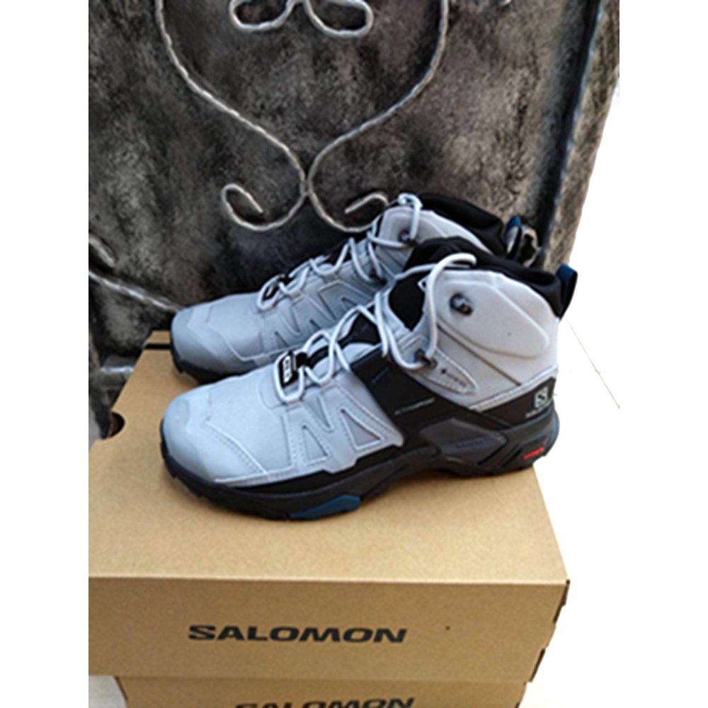 法國 Salomon X ULTRA 4 GTX 寬楦 中筒登山鞋 女款 深礦灰/黑/軍藍 (L41687200)