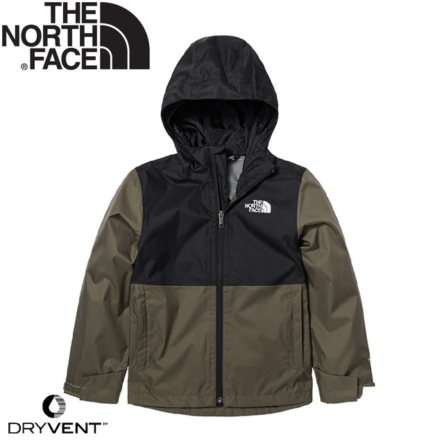 【The North Face 童 DV 防水外套 《褐綠/黑》】7UMV/防風外套/連帽外套/露營