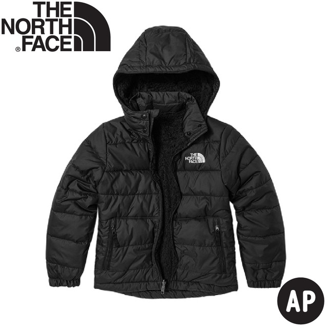 【The North Face 童 雙面保暖化纖外套AP《黑》】7WOS/防潑水/防風外套/連帽外套/登山