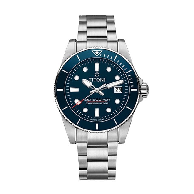 TITONI 瑞士梅花錶 seascoper 300 海洋探索 83300 S-BE-705 潛水機械錶 /藍面 42mm