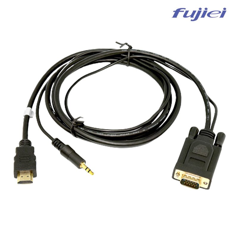 fujiei 力祥 HDMI TO VGA+3.5mm 音源 免電源 轉換線 1.8米 HD0016