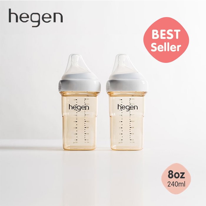 hegen金色奇蹟PPSU多功能方圓型寬口奶瓶 240ml (雙瓶組)