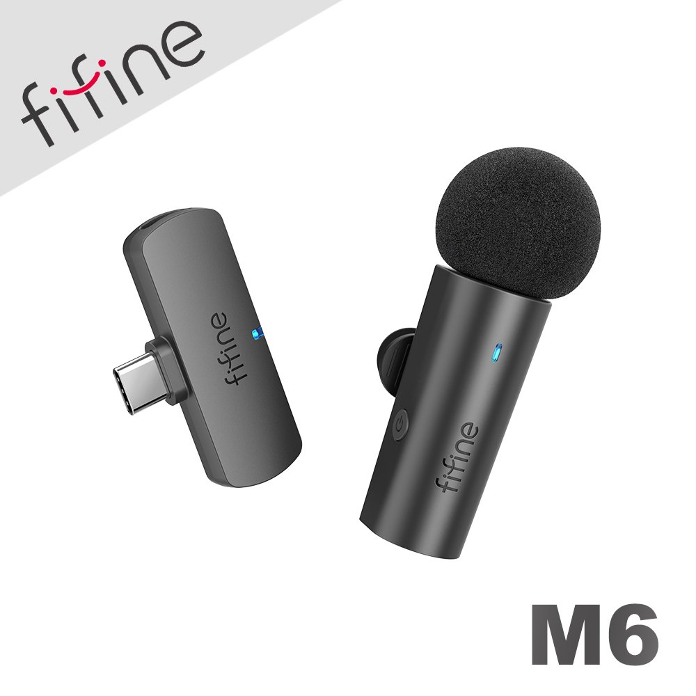 【FIFINE】M6 2.4G 無線領夾式直播麥克風 360°全方位收音/隨插即用/耳機監聽/YouTuber/錄音