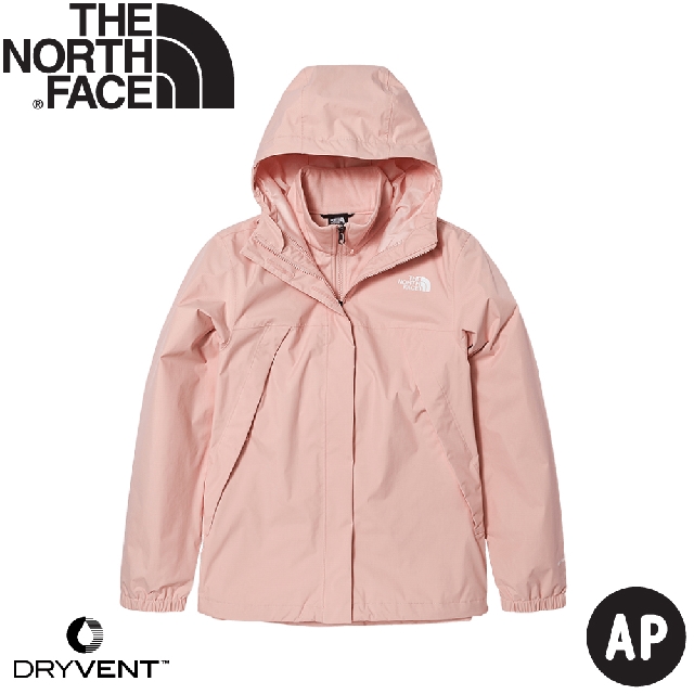 【The North Face 女 DV防水兩件式刷毛外套 AP《淺粉》】7QW6/透氣防風耐磨/夾克/風雨衣