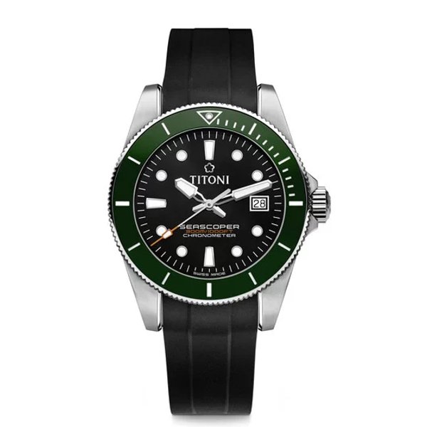 TITONI 瑞士梅花錶 seascoper 300 海洋探索 83300 S-GN-R-702 潛水機械錶 /綠框黑面 42mm