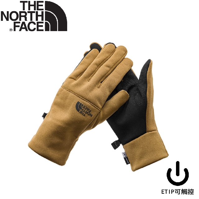 【The North Face 可觸屏四向彈性保暖手套《棕色》】4SHA/機車手套/防滑手套/保暖