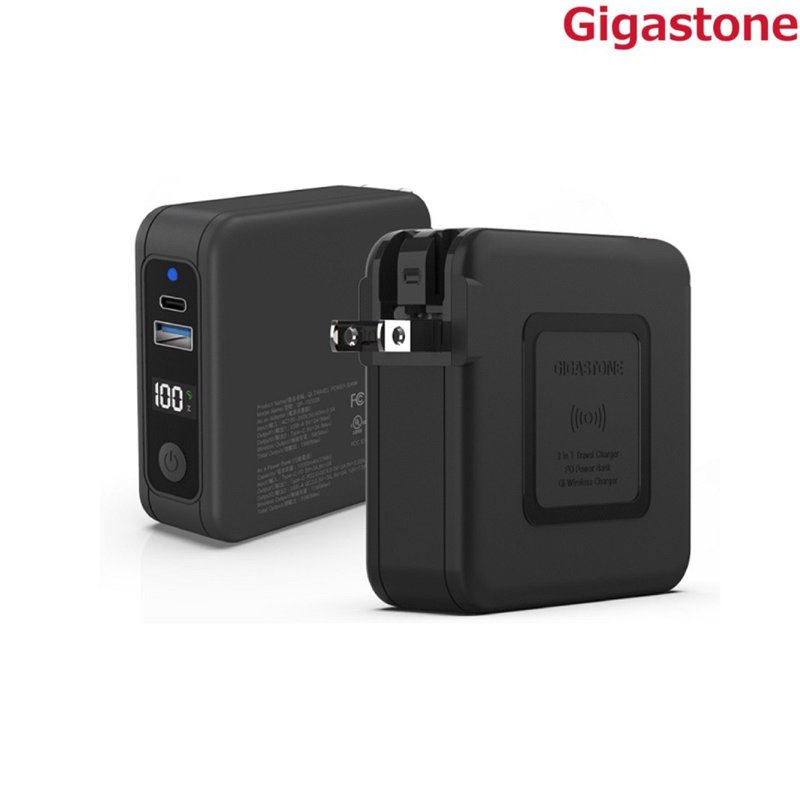 Gigastone 4合1 10000mAh Qi無線行電旅充充電器 黑 QP-10200B /紐頓e世界
