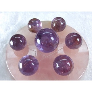 [Disk水晶][心定開智慧]清透天然紫黃晶球七星陣(主陣31副陣25-26mm)FM-03含粉晶盤